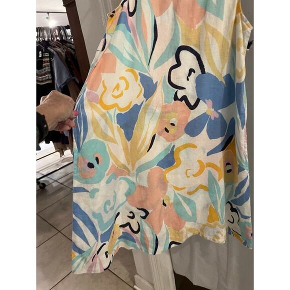 Rachel Zoe Linen Multicolor Tropical Print Tank Shift Dress Sz Xs NWT Resort - Picture 3 of 6